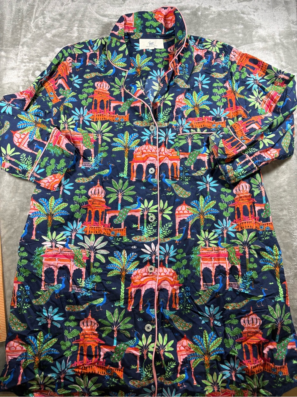 Printfresh Peacock Palace Sleep Shirt Nightgown Size M Organic Cotton